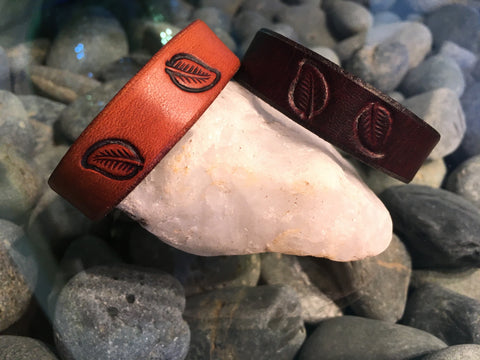 ~Tales of the Leaf Leather Single Band~-Handmade Jewelry, Bracelet-KicKassie'sKreations-~KicKassie's Kreations~ Nature Inspired Jewelry Designs and Leather