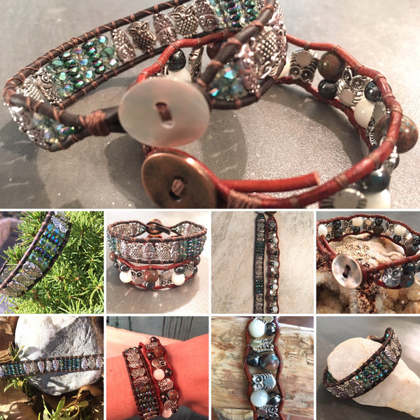 Keepers of the Night and The Wise Protector Set-Handmade Jewelry, Bracelet-KicKassiesKreations-~KicKassie's Kreations~ Nature Inspired Jewelry Designs and Leather
