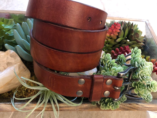 ~The Stillwater Custom Belt~-Leather Belt-KicKassie's Kreations-Veg-Tan Brown 8-9 oz-~KicKassie's Kreations~ Nature Inspired Jewelry Designs and Leather