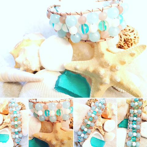 Beach Kiss Single-Band-Handmade Jewelry, Bracelet-~KicKassie'sKreations~ Nature Inspired Jewelry Designs and Leather-~KicKassie's Kreations~ Nature Inspired Jewelry Designs and Leather