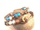 The Fishing Hole Double Wrap-Handmade Jewelry, Bracelet-KicKassiesKreations-~KicKassie's Kreations~ Nature Inspired Jewelry Designs and Leather