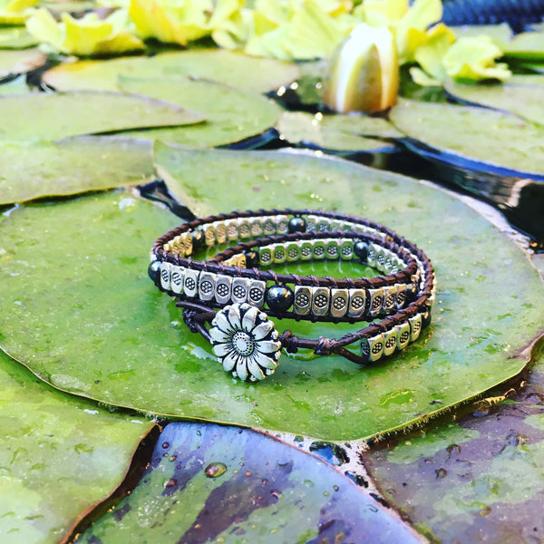 Everything's Coming up Flowers bracelet.-Handmade Jewelry, Bracelet-KicKassiesKreations-~KicKassie's Kreations~ Nature Inspired Jewelry Designs and Leather