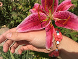 Stargazer Lily Bracelet-Handmade Jewelry, Bracelet-KicKassiesKreations-~KicKassie's Kreations~ Nature Inspired Jewelry Designs and Leather