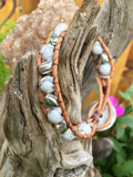 Howlite Hearts Bracelet-Handmade Jewelry, Bracelet-KicKassiesKreations-~KicKassie's Kreations~ Nature Inspired Jewelry Designs and Leather