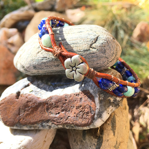 Forget-Me-Not Bracelet-Handmade Jewelry, Bracelet-KicKassiesKreations-~KicKassie's Kreations~ Nature Inspired Jewelry Designs and Leather