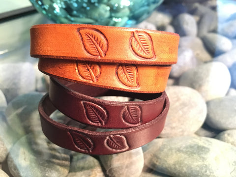 ~Tales of the Leaf Leather Double Wrap~-Handmade Jewelry, Bracelet-KicKassie'sKreations-~KicKassie's Kreations~ Nature Inspired Jewelry Designs and Leather