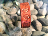 ~Leather Single Band Leaf Design~-Handmade Jewelry, Bracelet-KicKassie'sKreations-~KicKassie's Kreations~ Nature Inspired Jewelry Designs and Leather