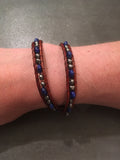 Lapis Lazuli Elegance double wrap-Handmade Jewelry, Bracelet-KicKassiesKreations-~KicKassie's Kreations~ Nature Inspired Jewelry Designs and Leather