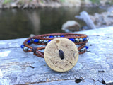 Lapis Lazuli Elegance double wrap-Handmade Jewelry, Bracelet-KicKassiesKreations-~KicKassie's Kreations~ Nature Inspired Jewelry Designs and Leather